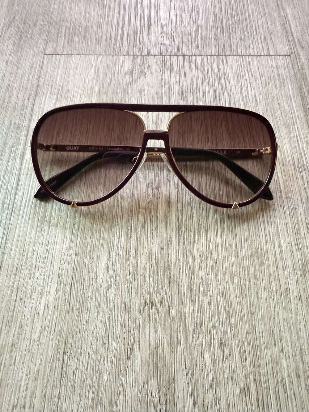 quay australia high profile deep brown red aviator sunglasses eyewear NEW